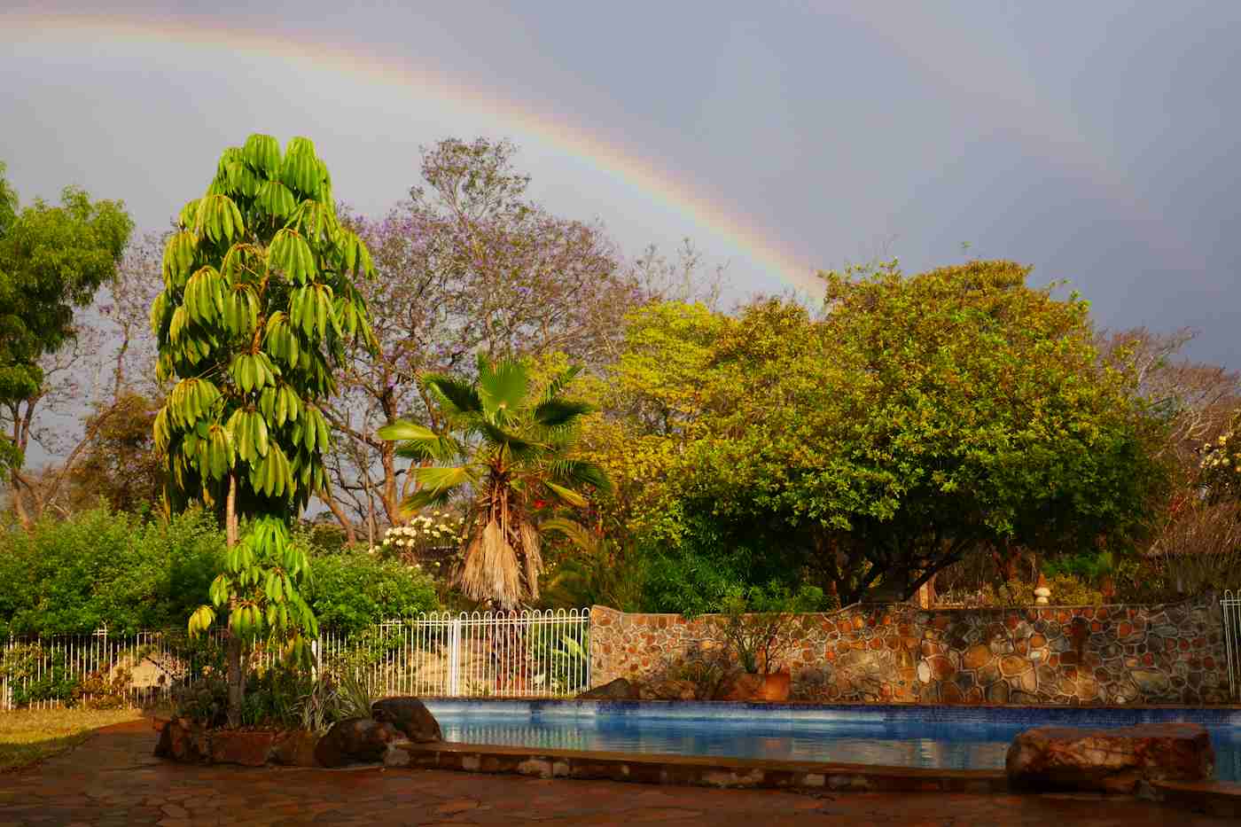 Rainbow above pool